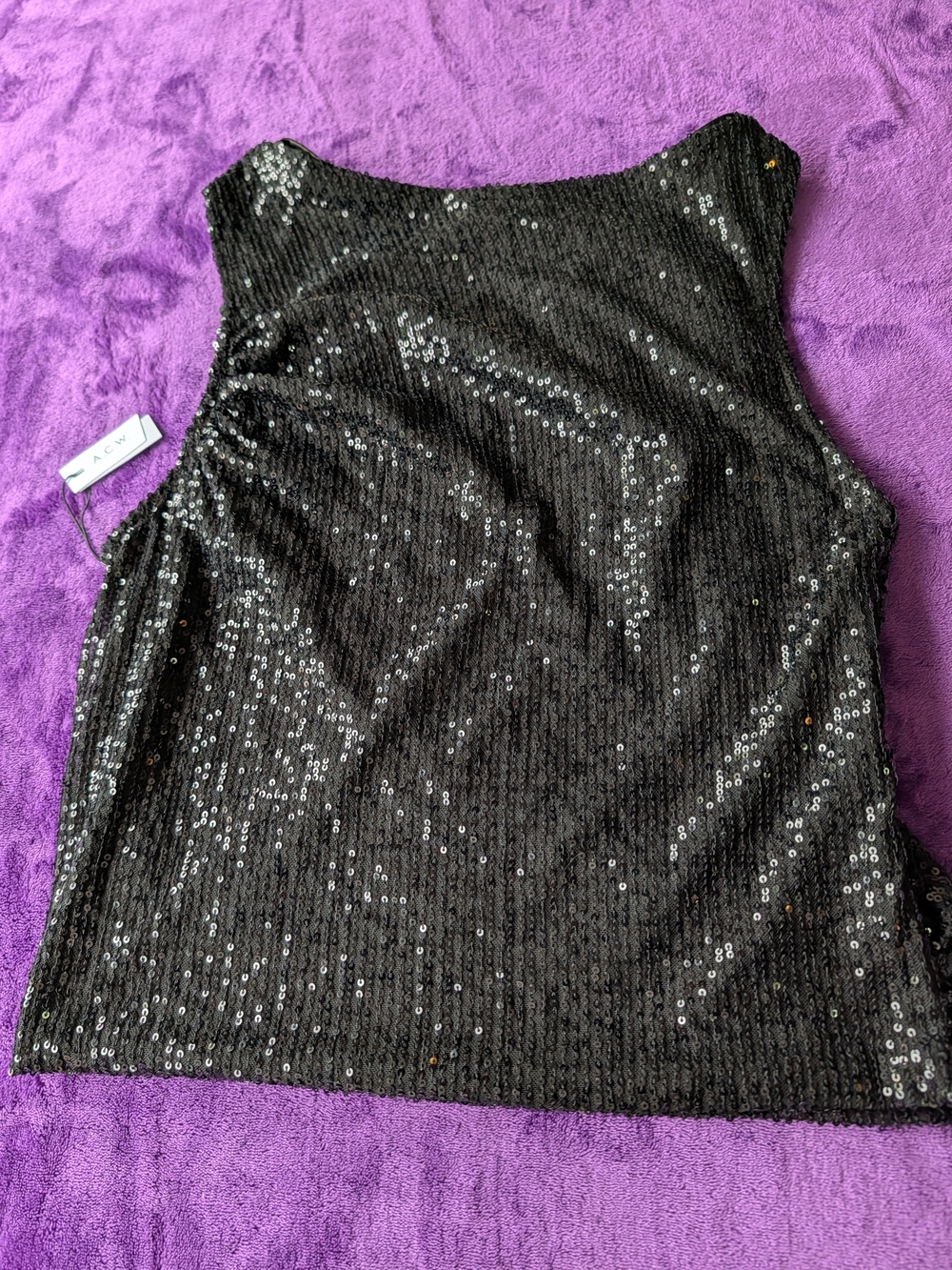 Black Sequin Sleeveless Party Top